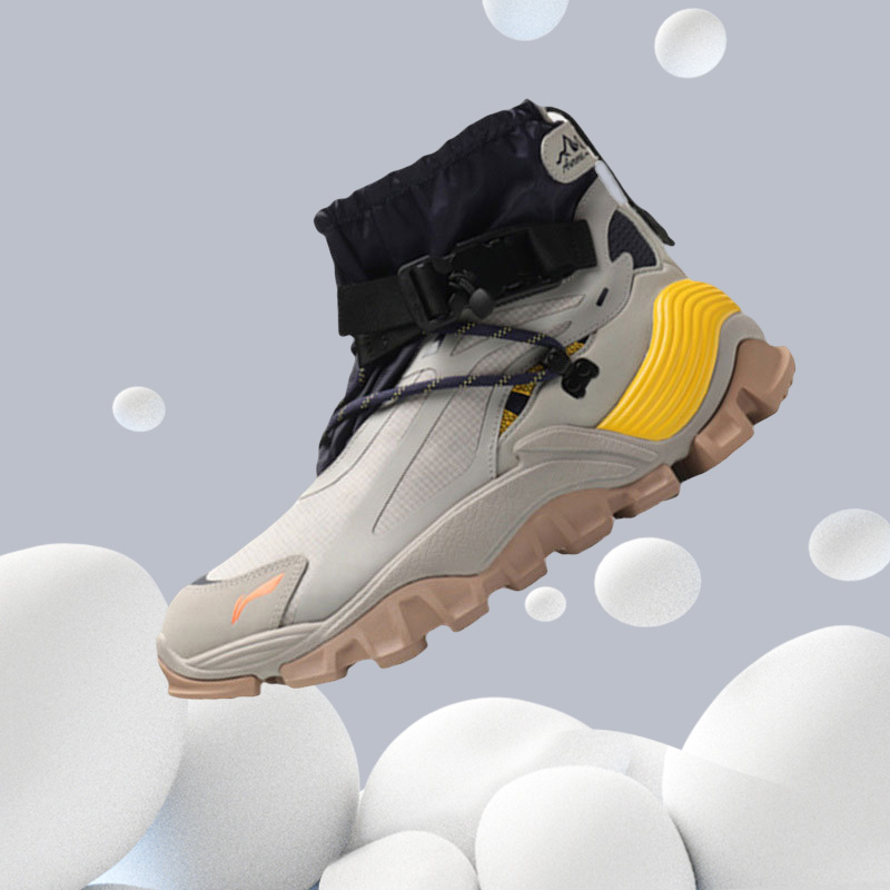 李宁纽约时装周走秀款极光山行男子高帮减震透气休闲鞋AGLP155