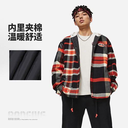 Lining/李宁正品反伍BADFIVE男子时尚宽松保暖连帽外套AFMU003