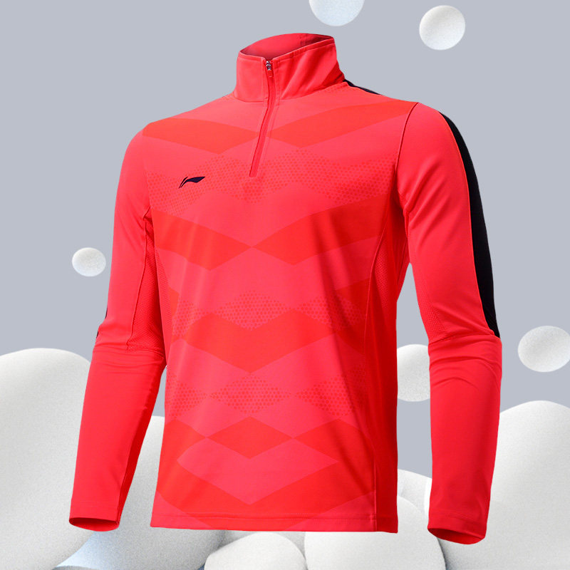 李宁足球服上衣男长袖组队球衣t恤半拉链成人训练服外套atlm097