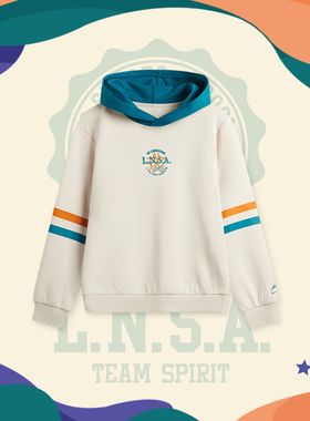 李宁正品运动生活系列男大童亲肤舒适高弹宽松连帽卫衣YWDU197