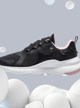 李宁正品跑步鞋女鞋新款鞋子低帮减震透气黑色运动鞋AREQ026-1