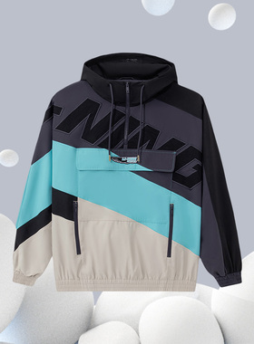 李宁外套男装春款梭织防风衣潮流运动休闲连帽夹克 AFDS031-4