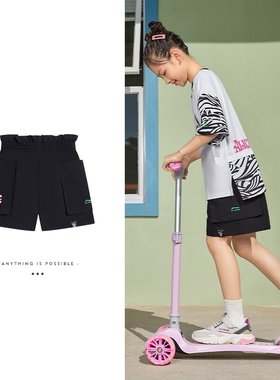 Lining/李宁正品童装女童中大童运动生活系列休闲运动短裤YKSS190