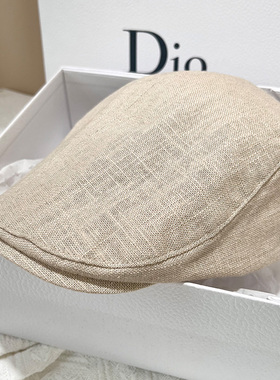 亚麻鸭舌帽轻薄前进帽时尚复古贝雷帽女潮文艺画家帽英伦报童帽子