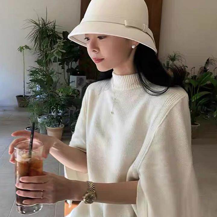 赫本风羊毛呢渔夫帽子女款秋冬法式复古优雅礼帽盆帽小香风千金帽