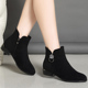 平底真皮2025时尚 粗跟磨砂女靴 小短靴中跟软底妈妈棉靴女秋冬新款