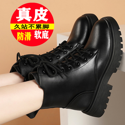 厚底马丁靴女2026新款春秋单靴真皮英伦风短靴女舒适平底女靴子