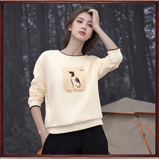 衣之庄园正品2026年春季 休闲时尚套头百搭长袖圆领卫衣女2503819