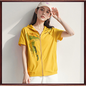 衣之庄园品牌折扣 纯棉修身 短袖 始终如衣夏季 连帽开衫 T恤女1S2207