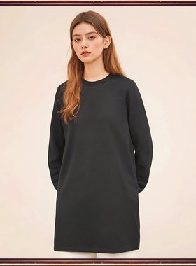 专柜宝迪莱丝春秋黑色显瘦莱赛尔天丝毛衣长袖圆领针织衫女31098