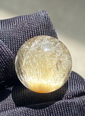 天然水晶发晶顺发白幽灵共生吊坠圆珠DIY水晶单珠饰品12mm