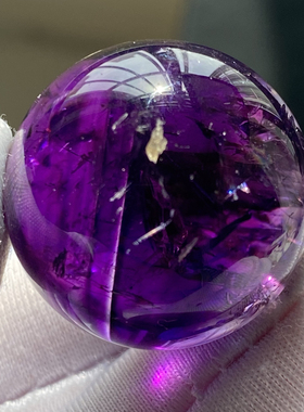 天然紫水晶吊坠圆珠DIY水晶单珠配珠饰品项链21mm一物一图