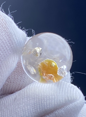 天然水晶包裹体油胆吊坠圆珠DIY水胆单珠饰品项链10mm一物一图