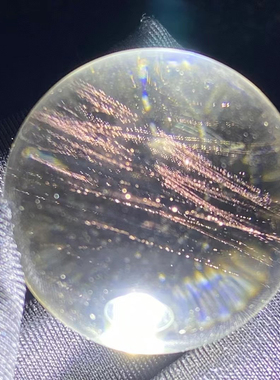 天然白水晶红针圆珠多宝珠转运珠裸石吊坠项坠饰品27mm 一物一图