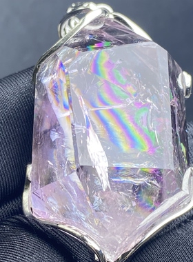 天然紫水晶彩虹吊坠男女款紫晶项链饰品挂坠 一物一图