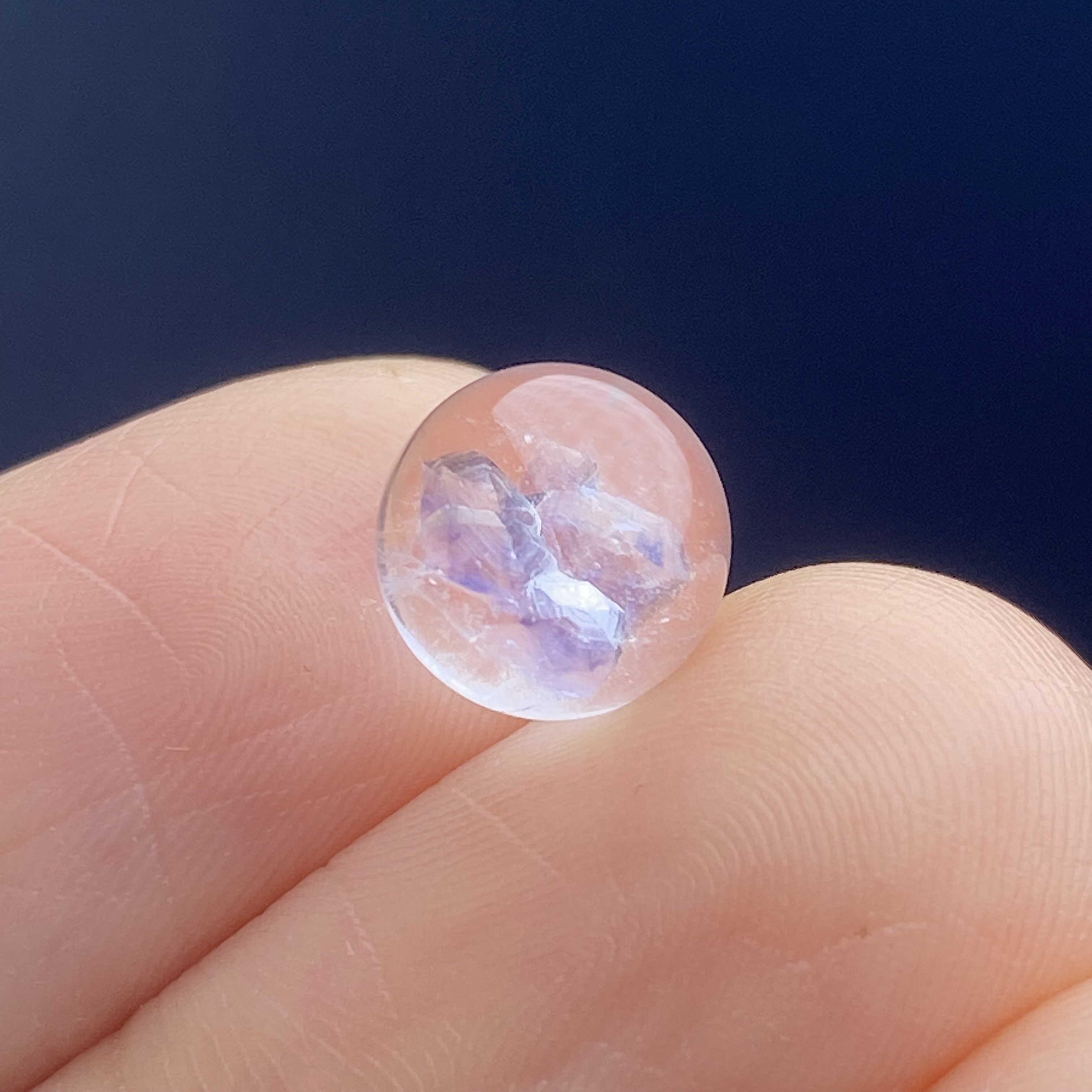 天然水晶包裹体蓝萤石吊坠圆珠DIY水晶单珠饰品可做戒指8mm