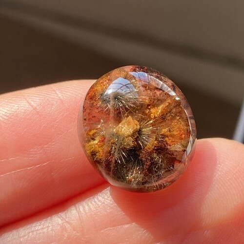 天然水晶发晶花包裹方解石吊坠裸石蛋面DIY水晶饰品可做戒指