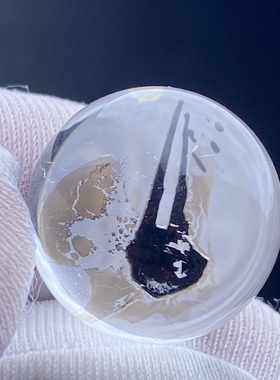 天然水晶包裹体黑铁矿云母吊坠圆珠DIY水晶矿石单珠饰品17.5mm