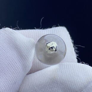 天然水晶包裹体黄铜矿吊坠圆珠DIY水晶单珠饰品项链9mm一物一图