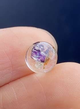 天然水晶包裹体紫铜矿吊坠圆珠DIY铜矿饰品可做戒指7.5mm一物一图