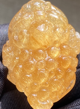 天然水晶发晶雕刻金蟾吊坠裸石男女款水晶饰品项链 一物一图