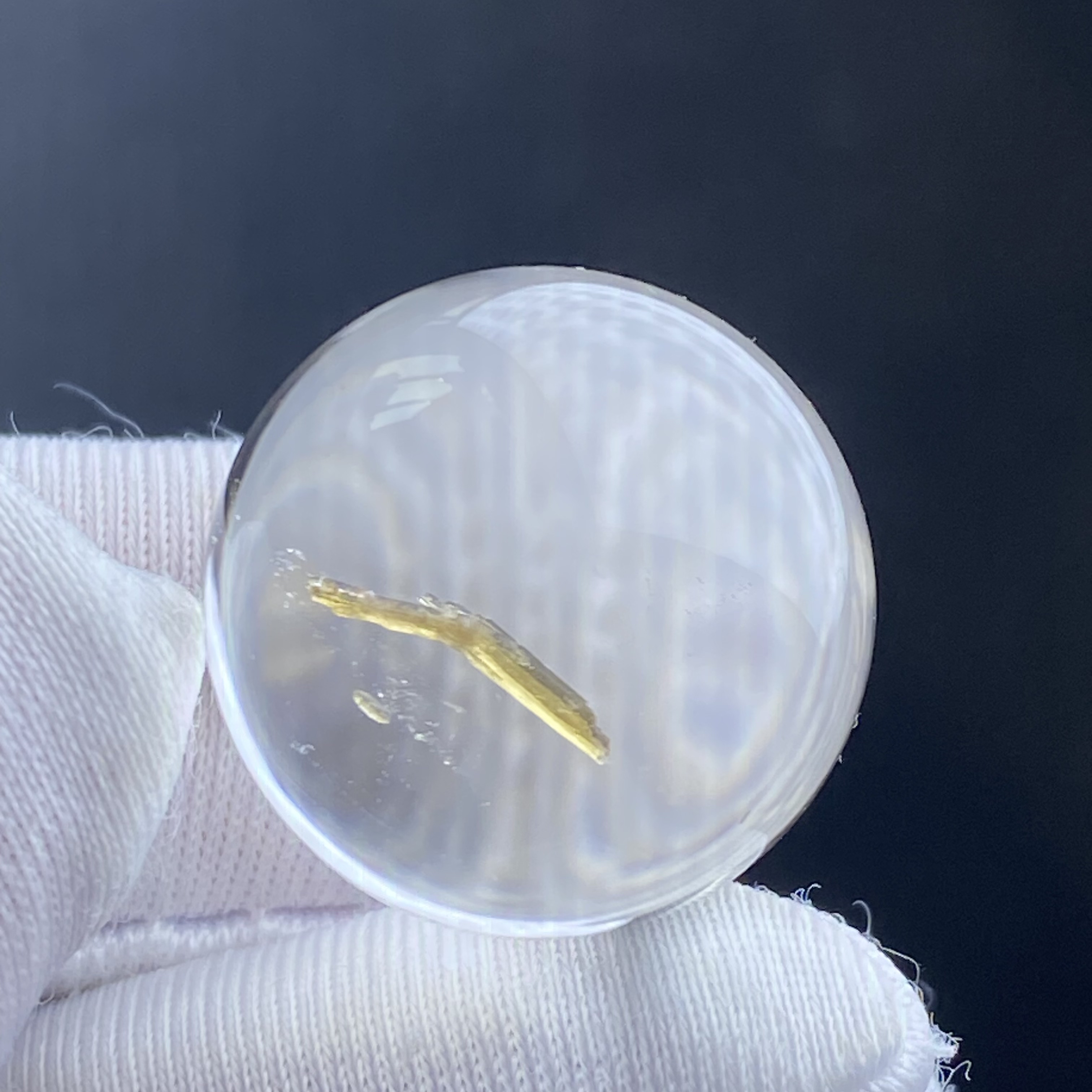 天然水晶包裹体绿碧玺吊坠圆珠DIY水晶单珠饰品项链17.5mm