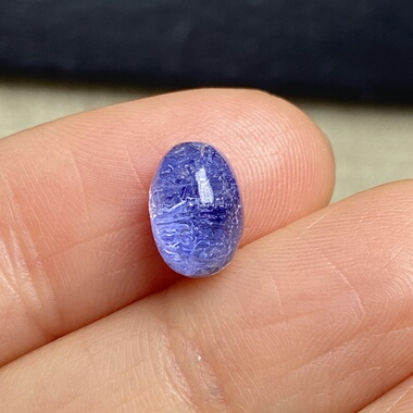 天然水晶蓝发晶吊坠裸石蛋面DIY水晶饰品可做戒指一物一图