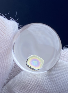 天然水晶包裹体七彩黄铜矿吊坠圆珠DIY铜矿单珠饰品项链13mm