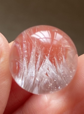 天然水晶浅粉碧玺吊坠圆珠DIY水晶单珠饰品项链14mm一物一图