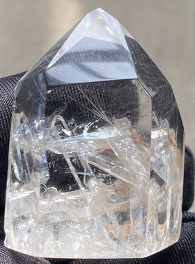 天然水晶原石打磨晶中晶随形吊坠男女款水晶饰品项链 一物一图