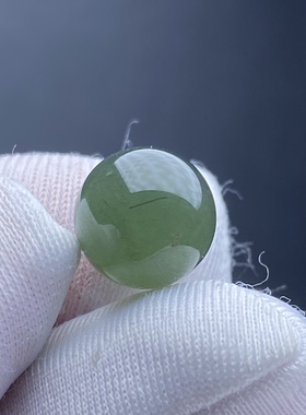 天然水晶绿发晶吊坠圆珠DIY发晶单珠饰品项链9.5mm一物一图