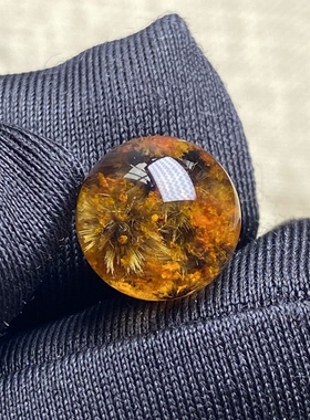 天然水晶发晶花幽灵共生吊坠圆珠DIY水晶单珠饰品可做戒指10mm