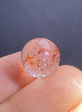 天然水晶草莓晶吊坠圆珠DIY水晶单珠饰品项链12mm一物一图