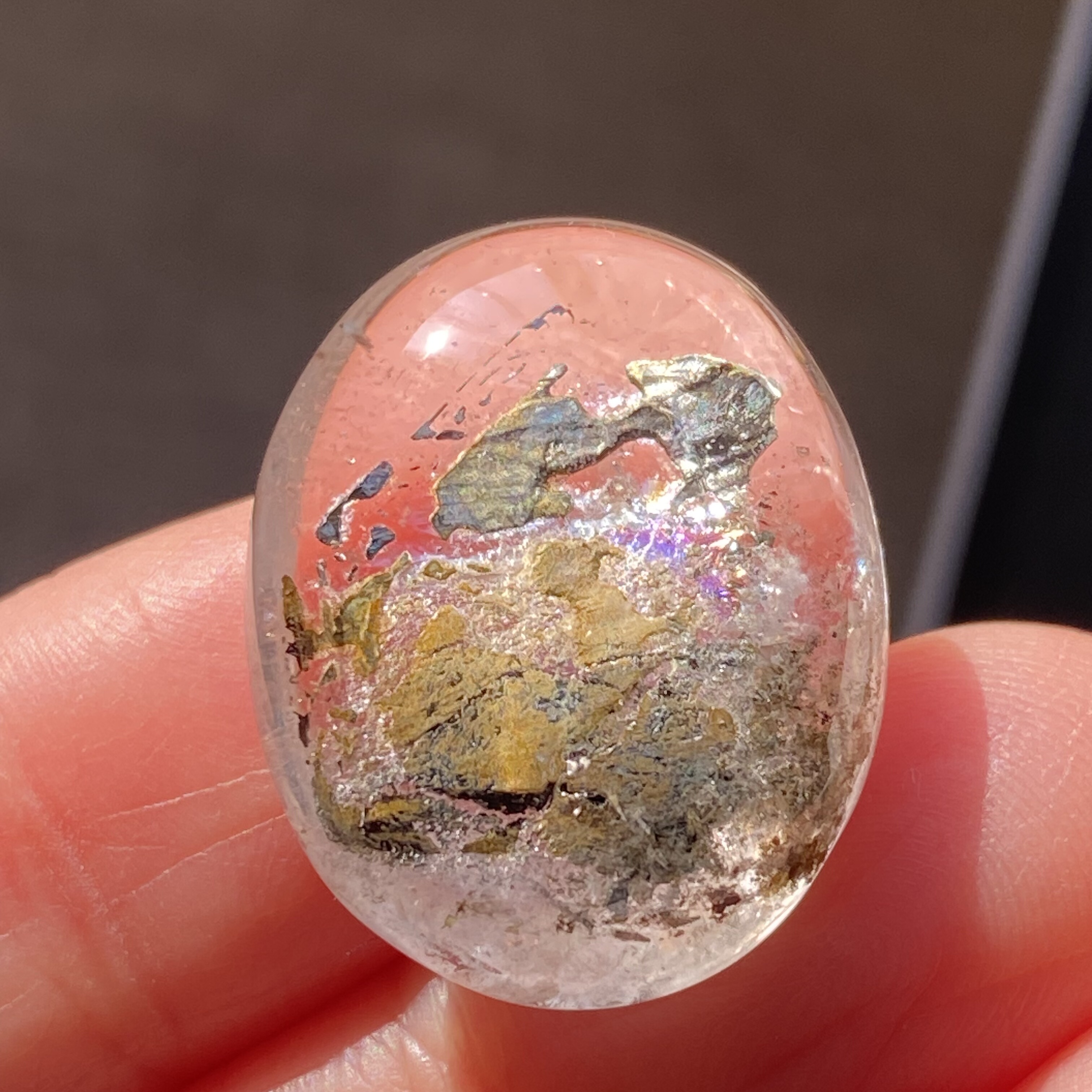 天然水晶包裹体黄铁矿吊坠裸石男女款水晶项链饰品挂坠一物一图