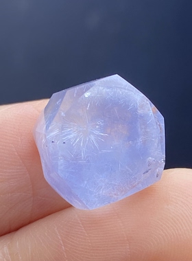 天然水晶蓝发晶花吊坠裸石DIY蓝线石饰品项链一物一图