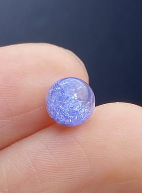 天然水晶蓝发晶吊坠圆珠DIY蓝线石单珠饰品可做戒指6mm一物一图