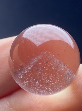天然水晶蓝幽灵银山金字塔吊坠圆珠DIY幽灵单珠饰品项链17mm