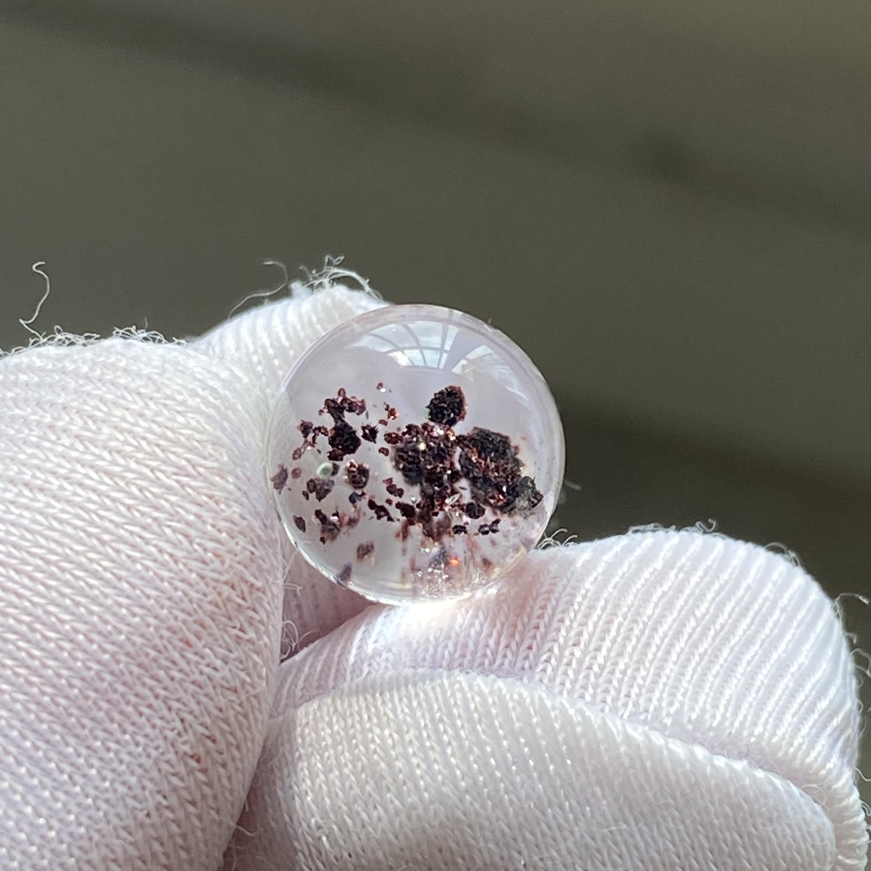 天然水晶紫云母花吊坠圆珠DIY水晶单珠饰品项链可做戒指9mm