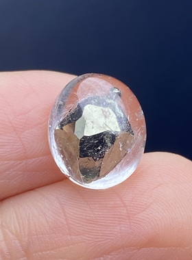 天然水晶包裹体黄铜矿吊坠裸石蛋面DIY铜矿饰品可做戒指一物一图
