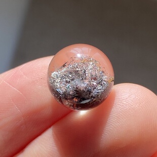 天然水晶黄铜矿银山吊坠圆珠DIY水晶单珠饰品项链11mm一物一图