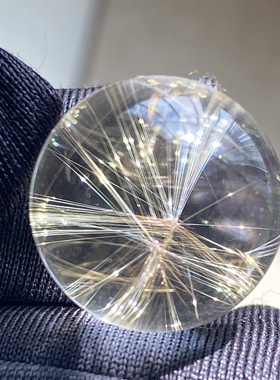 天然水晶发晶花吊坠圆珠DIY发晶单珠饰品项链16mm 一物一图