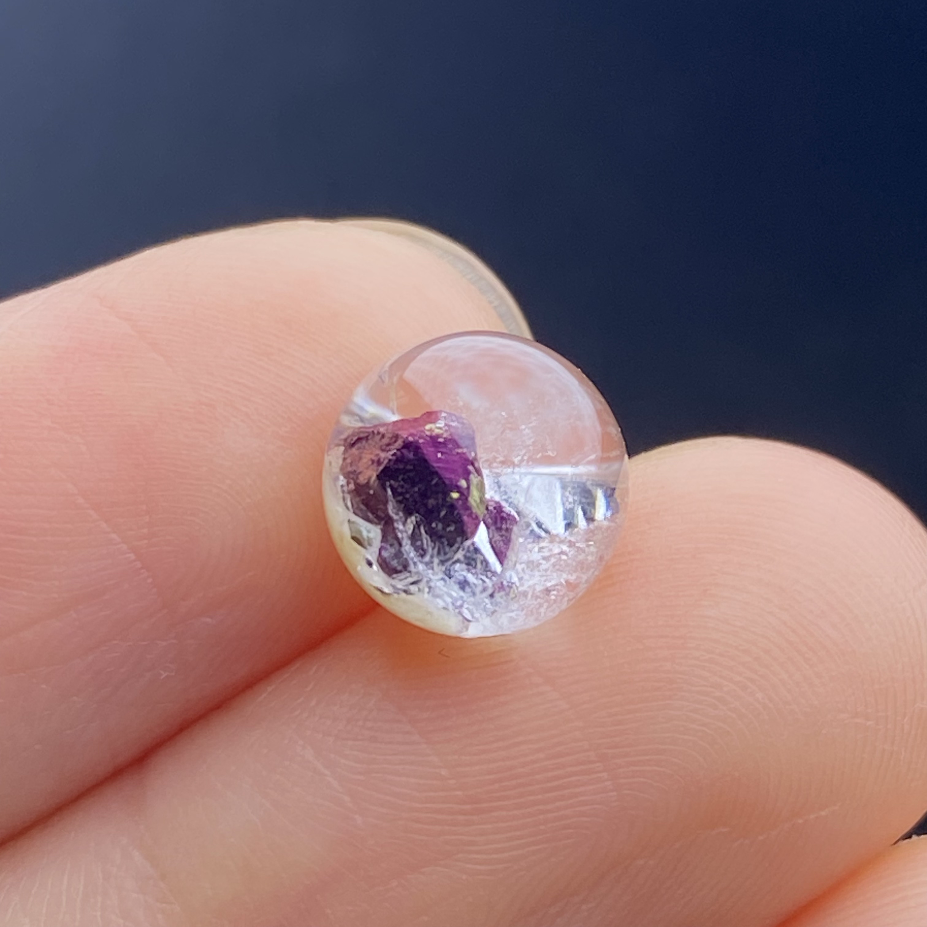 天然水晶包裹体紫矿石吊坠圆珠DIY紫铜矿单珠饰品可做戒指8.5mm