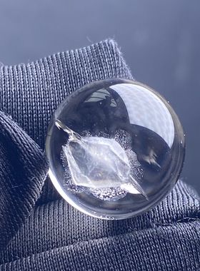 天然水晶包裹体七彩矿石吊坠圆珠DIY矿石单珠饰品项链14mm