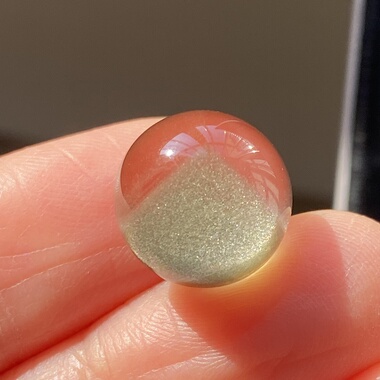 天然水晶星光绿幽灵银山金字塔吊坠圆珠DIY水晶单珠饰品12.5mm