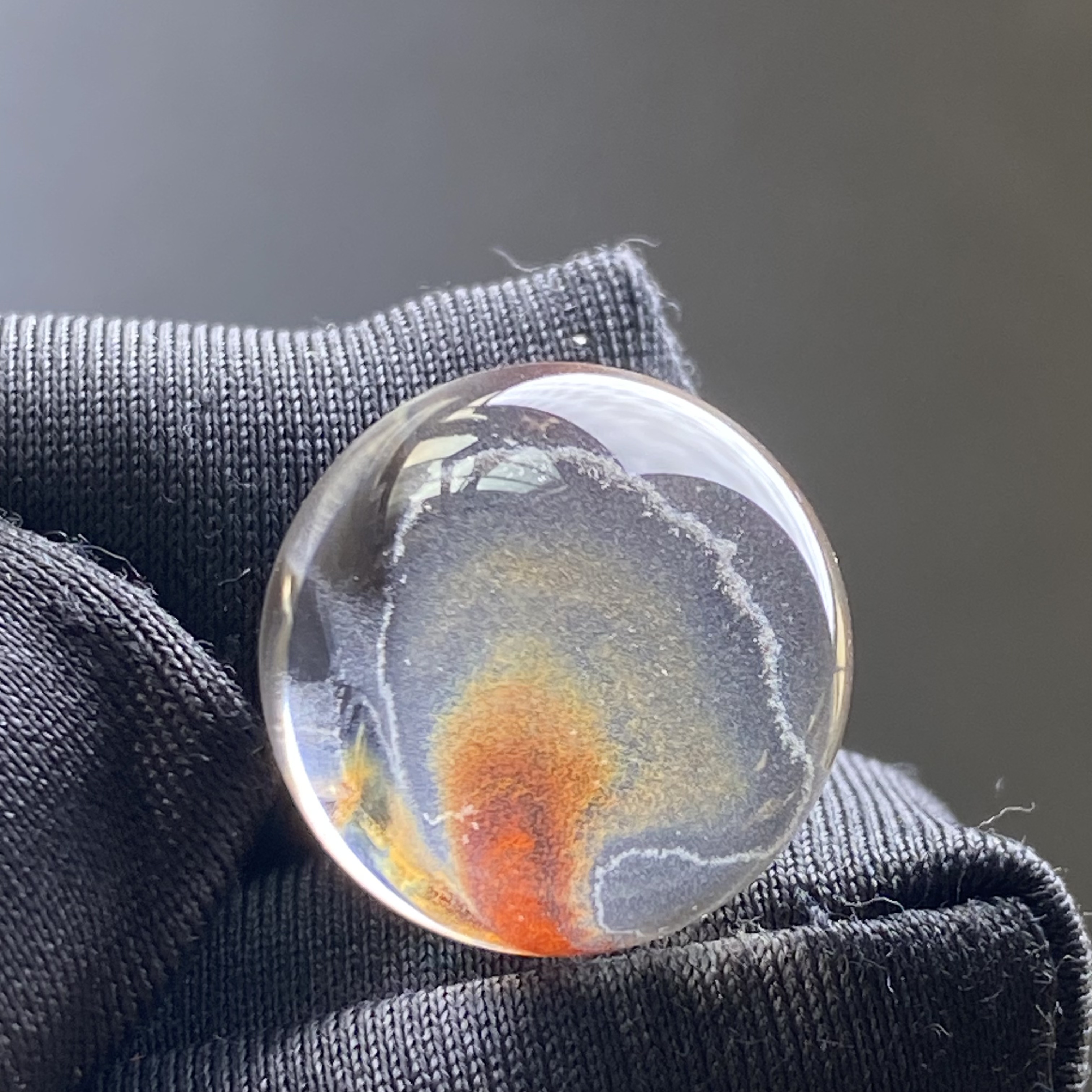 天然水晶包裹体红胶花象形吊坠圆珠DIY水晶单珠饰品项链15.5mm