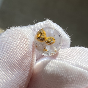 天然水晶包裹体针铁矿花吊坠圆珠DIY水晶单珠饰品项链可做戒指9mm