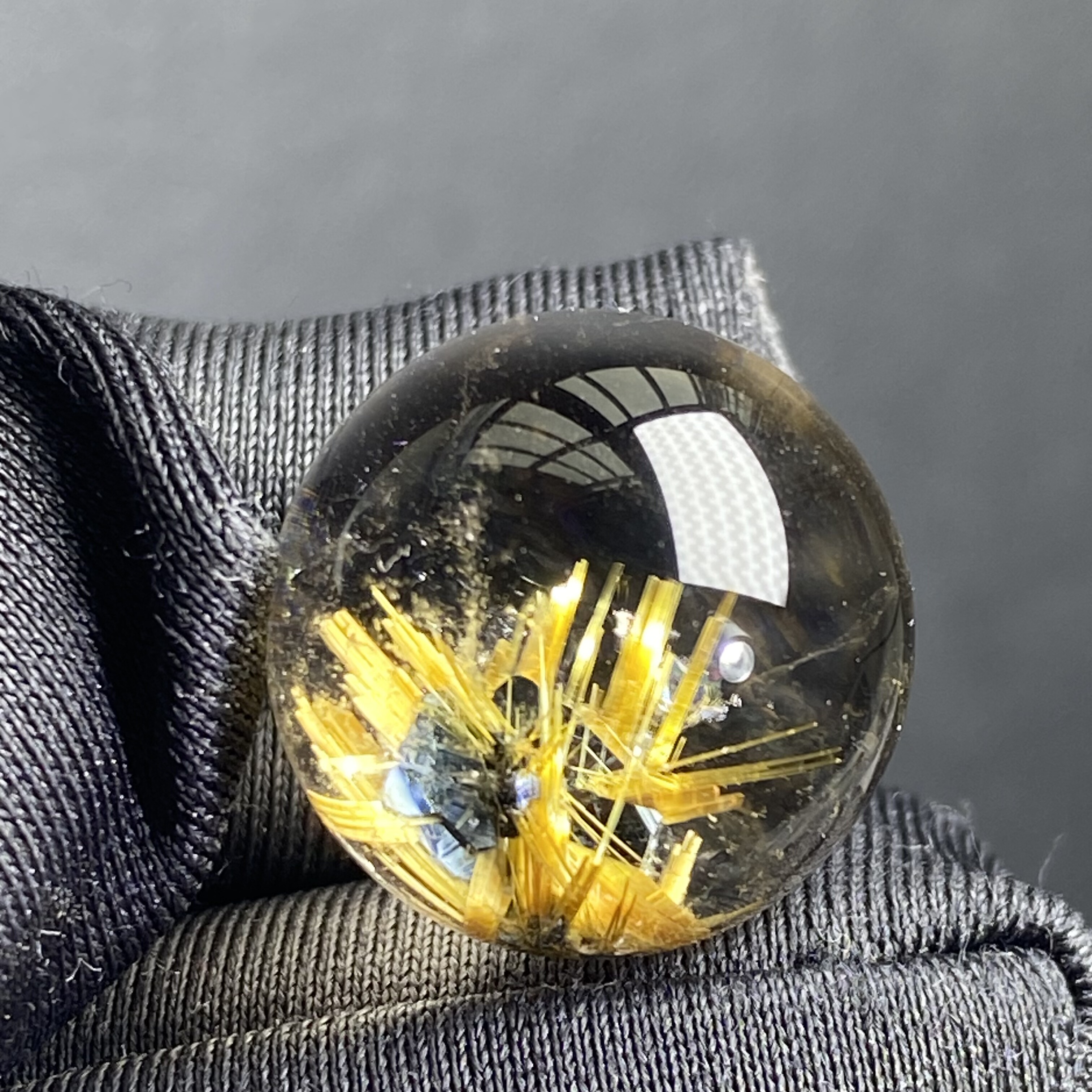 天然水晶钛晶花吊坠圆珠DIY发晶花单珠饰品项链16mm一物一图