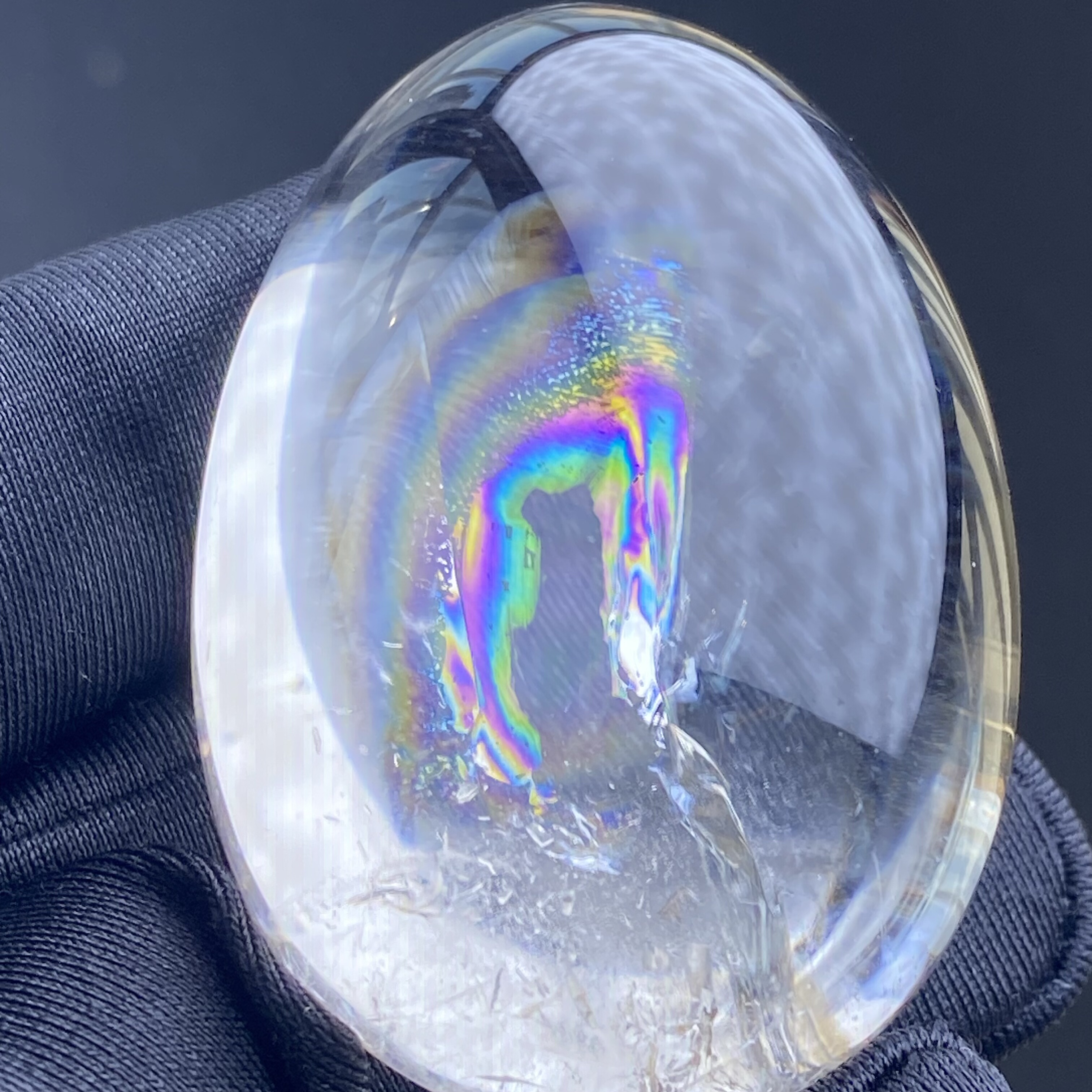 天然白水晶彩虹吊坠裸石男女款七彩水晶项链挂坠毛衣链一物一图