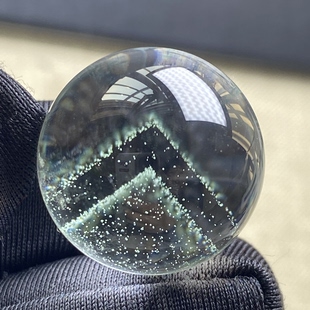 天然水晶青幽灵银山金字塔双山吊坠圆珠DIY水晶单珠饰品20mm