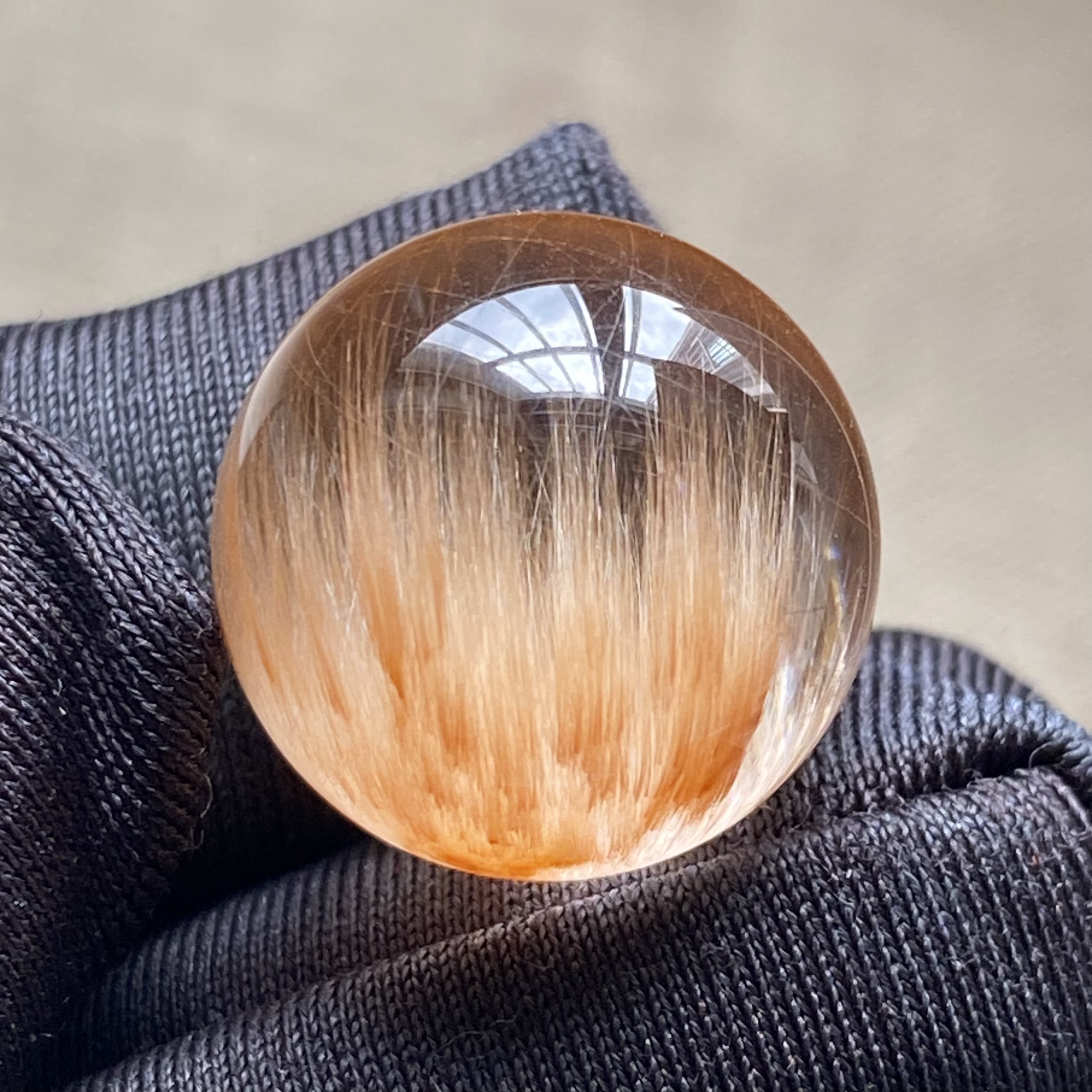 天然水晶顺发黄兔毛吊坠圆珠DIY兔毛水晶单珠饰品项链16mm